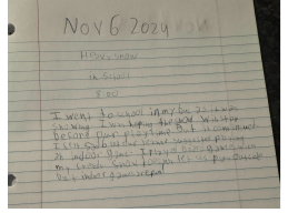 Handwritten journal page dated November 6, 2024, titled Heavy snow